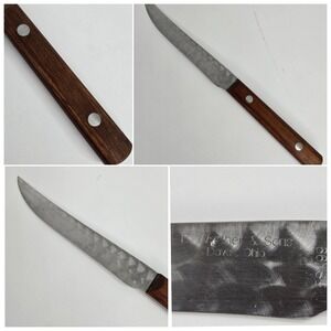 Vtg E. Warther & Son 5" Sandwich Knife Dover Ohio Wood Handle Swirl Blade MCM